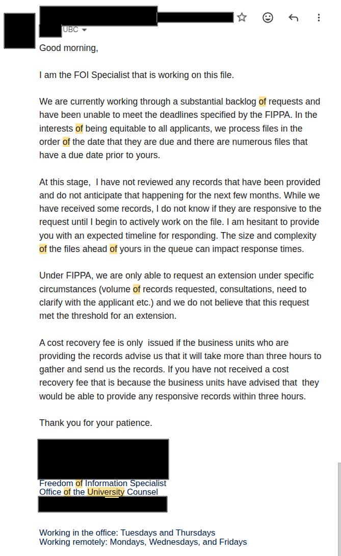 UBC의 지연 전술